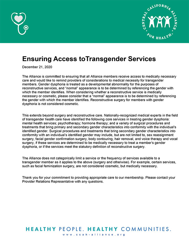 Ensuring Access to Transgender Services