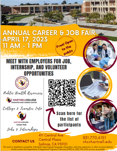 Image of Hartnell College career and job fair poster