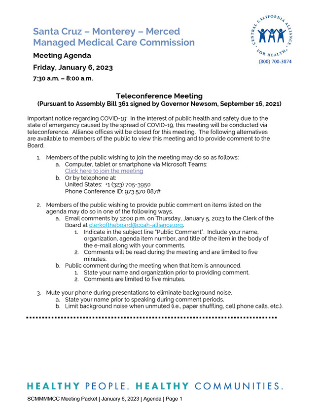 Paquete de agenda de la junta directiva del 6 de enero de 2023