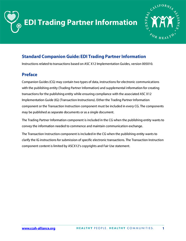EDI Companion Guide - 837/835 Trading Partner Information
