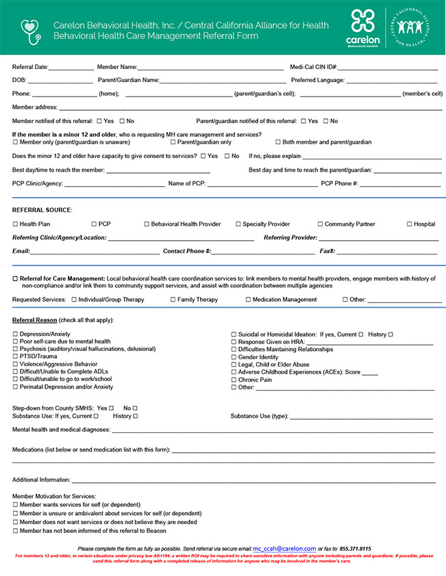 Beacon Care Management Referral Form