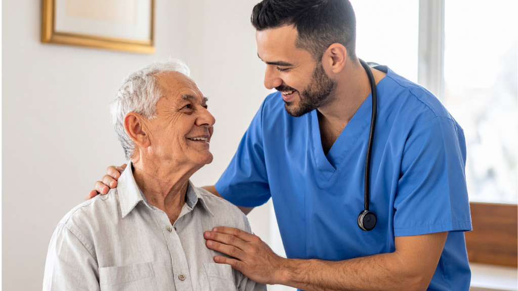 Doctor and older male patient at appointment
