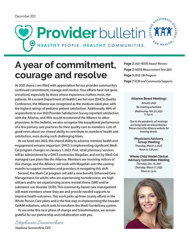 December 2021 - Provider Bulletin