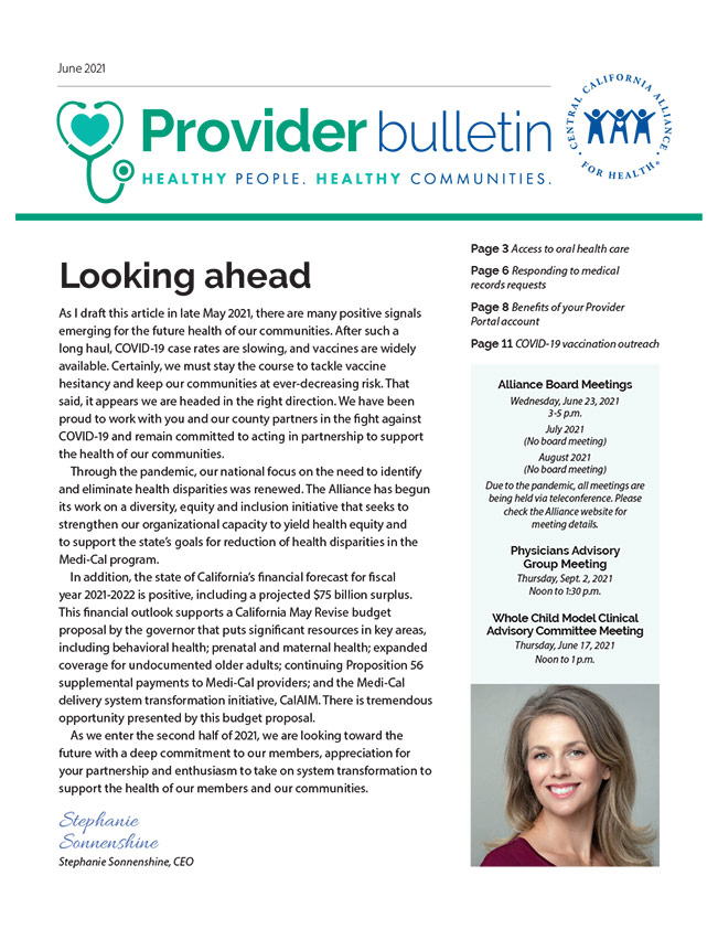 June2021 Provider Bulletin