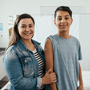Mother and teen at checkup