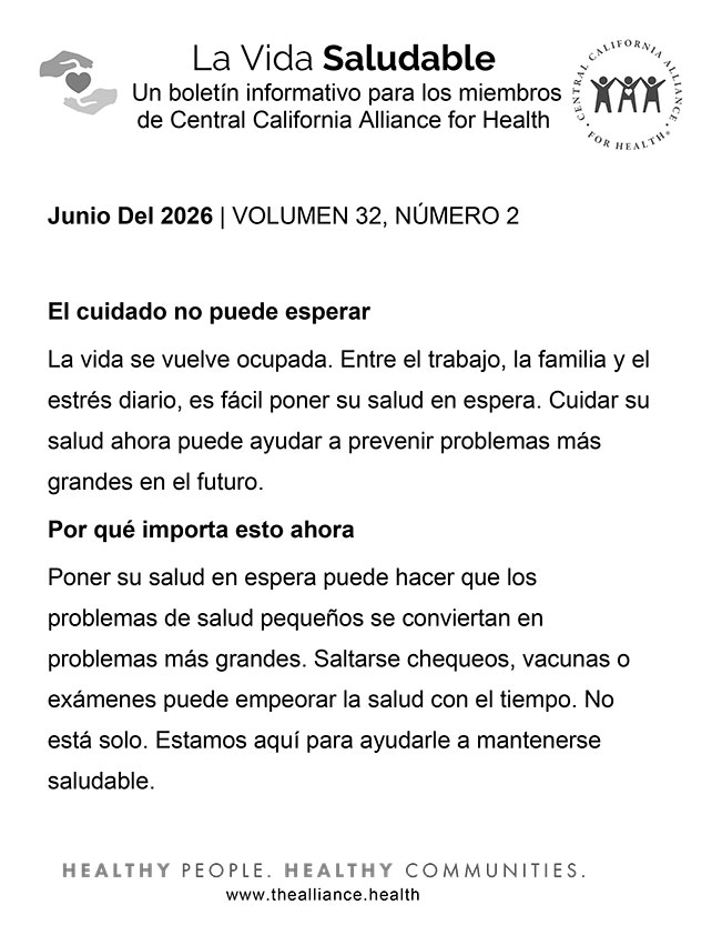 Junio de 2026 - Boletín informativo para miembros (Letra grande)