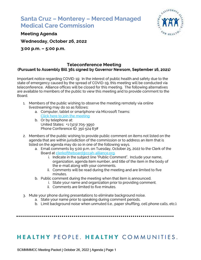 October 26, 2022 Board Agenda Packet