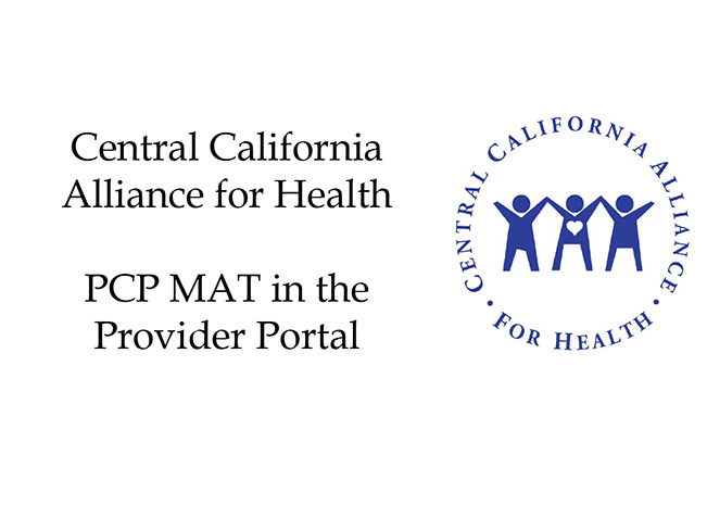 PCP MAT in the Provider Portal