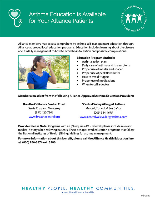 Asthma Education is Available for Your Alliance Patients