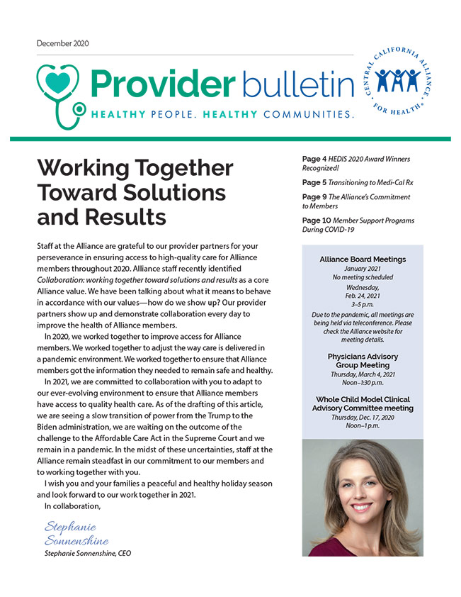 December 2020 - Provider Bulletin