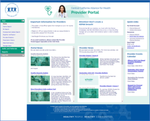 Screenshot of the new Provider Portal