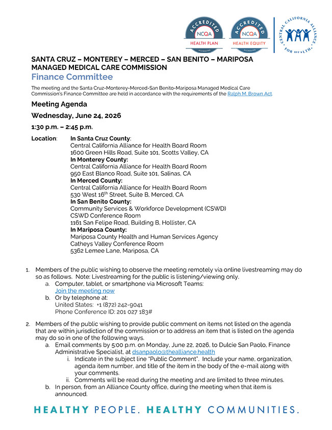 Reunión del Comité de Finanzas, 24 de junio de 2026