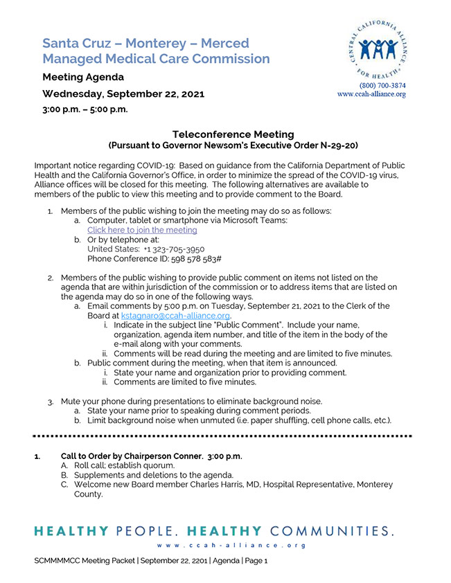 September 2021 Board Agenda Packet